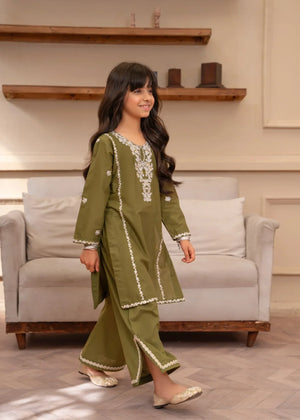 Olive green Kurta Set for Girl