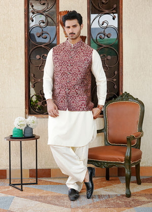 Cardinal red Waistcoat for Men