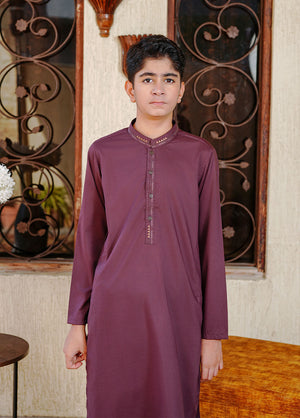 Wine Kurta Set for Boy