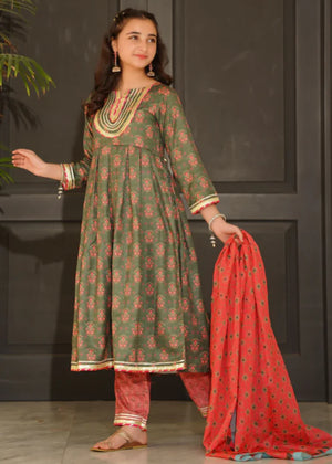 Forest green Pishwas for Girl