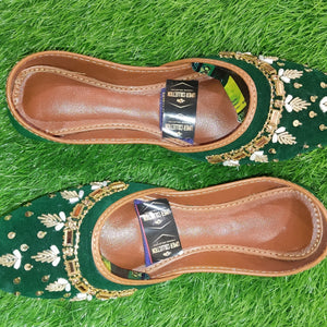Dark green Khussa for Women