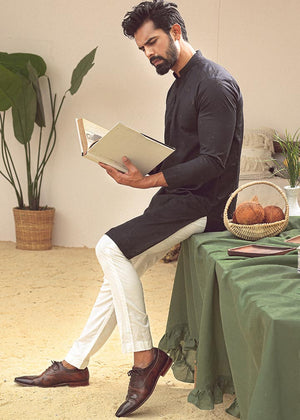 Jet black Kurta for Men