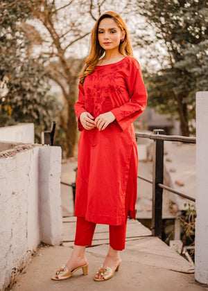 Red Kurta Set for Women