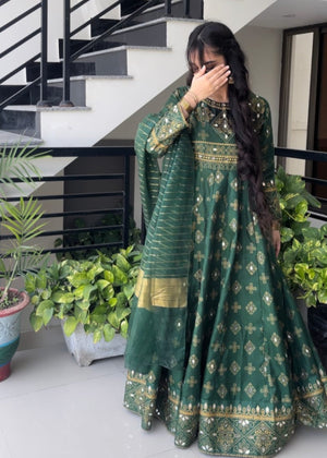 Emerald green Anarkali for Women