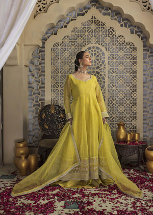 Pale yellow Angrakha for Women