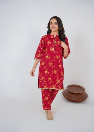 Maroon Kurta Set for Girl