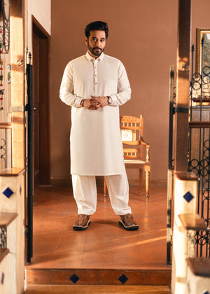 Off-white Shalwar Kameez for Men