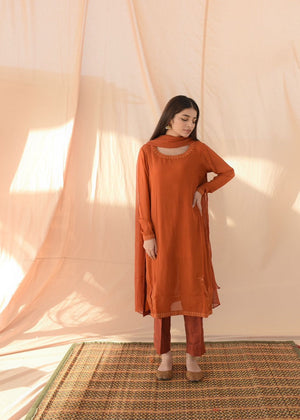 Rust orange Kurta Set for Women