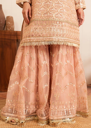 Peach pink Gharara for Women