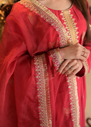 Red Kurta Set for Women