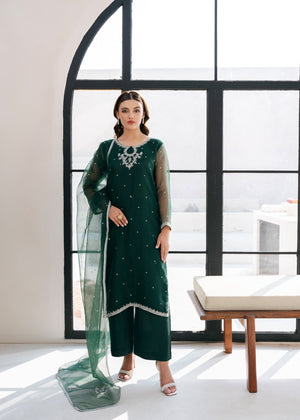 Bottle green Kurta Set for Women