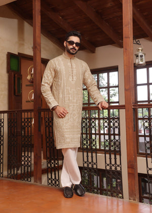 Beige Kurta Set for Men
