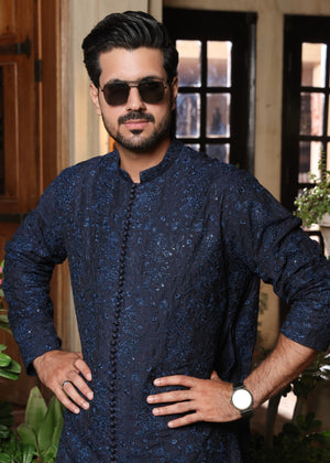 Navy blue Kurta Set for Men