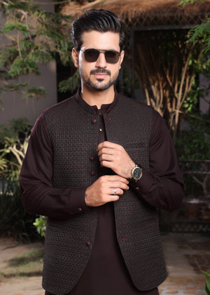 Dark brown Waistcoat for Men