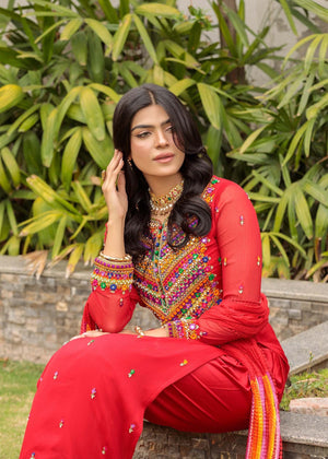 Red Kurta Set for Women