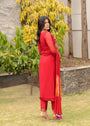 Red Kurta Set for Women