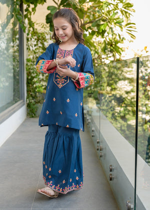 Dark blue Gharara for Girl