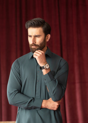 Dark green Shalwar Kameez for Men