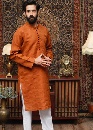 Rust orange Kurta for Men