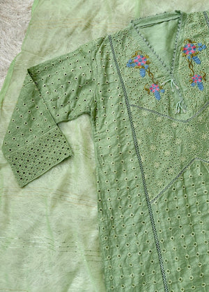 Pistachio green Kurta Set for Women