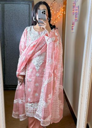 Tea rose pink Kurta Set for Women