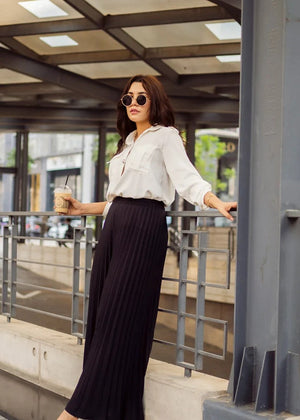 Jet black Trousers for Women