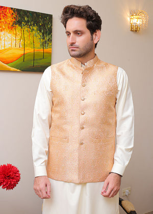 Peach pink Waistcoat for Men