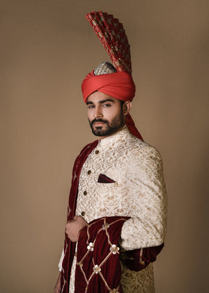 Cream Sherwani for Men