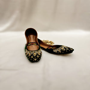 Bottle green Khussa for Women