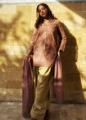 Tea rose pink Kurta Set for Women