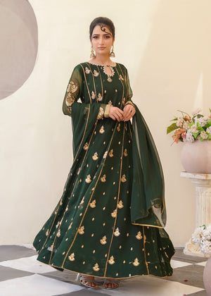 Bottle green Anarkali for Women