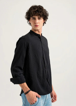 Jet black Casual Shirt for Men
