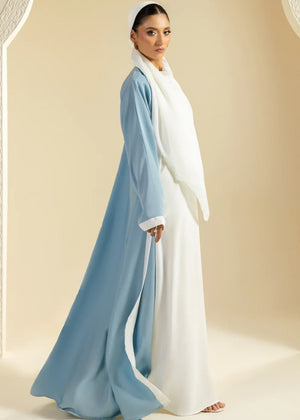 White, sky blue Abaya for Women