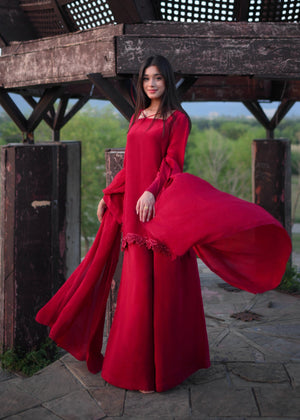 Berry red Kurta Set for Women