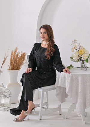 Black Kurta Set for Women