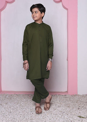 Olive green Kurta Set for Boy