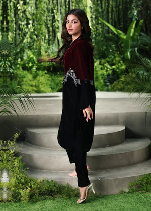 Maroon, black Kurta Set for Women