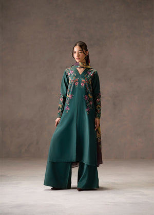 Bottle green Kurta Set for Women