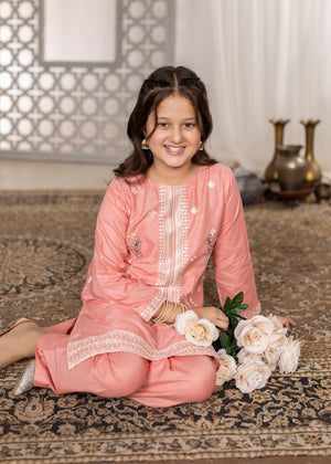 Peach pink Kurta Set for Girl