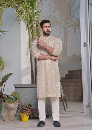 Beige Kurta Set for Men