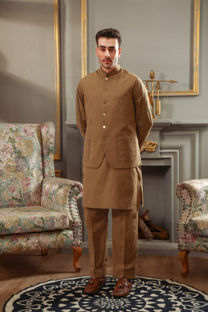Camel brown Waistcoat for Men