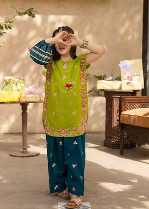 Bright green Kurta Set for Girl