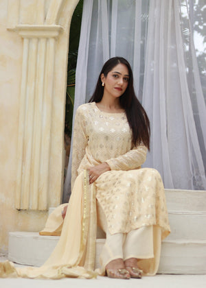 Lemon chiffon Kurta Set for Women