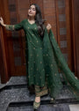 Bottle green Kurta Set for Women