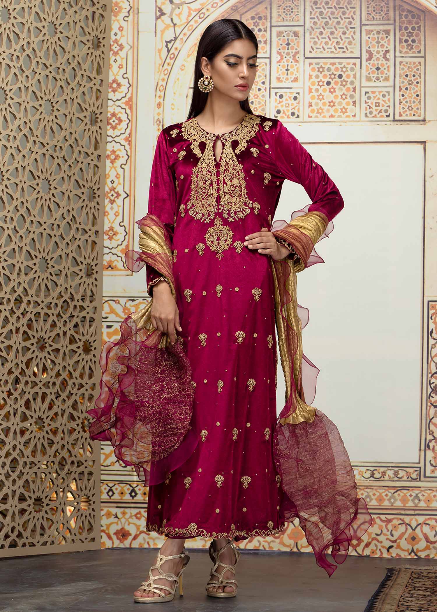 Emaan Adeel VELVET DRESS Design No 68 – Odhni