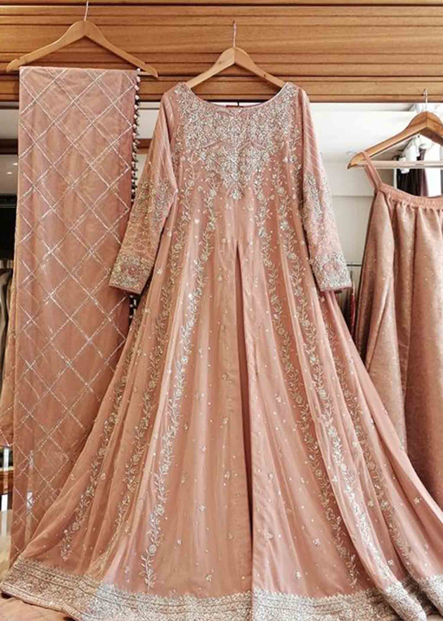 Pakistani Bridal Walima Outfit in Off White Color – Nameera by Farooq