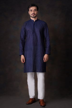 White Cotton-Silk Blend Sherwani Inner Kurta and Pants – The house of  Arsalan Iqbal