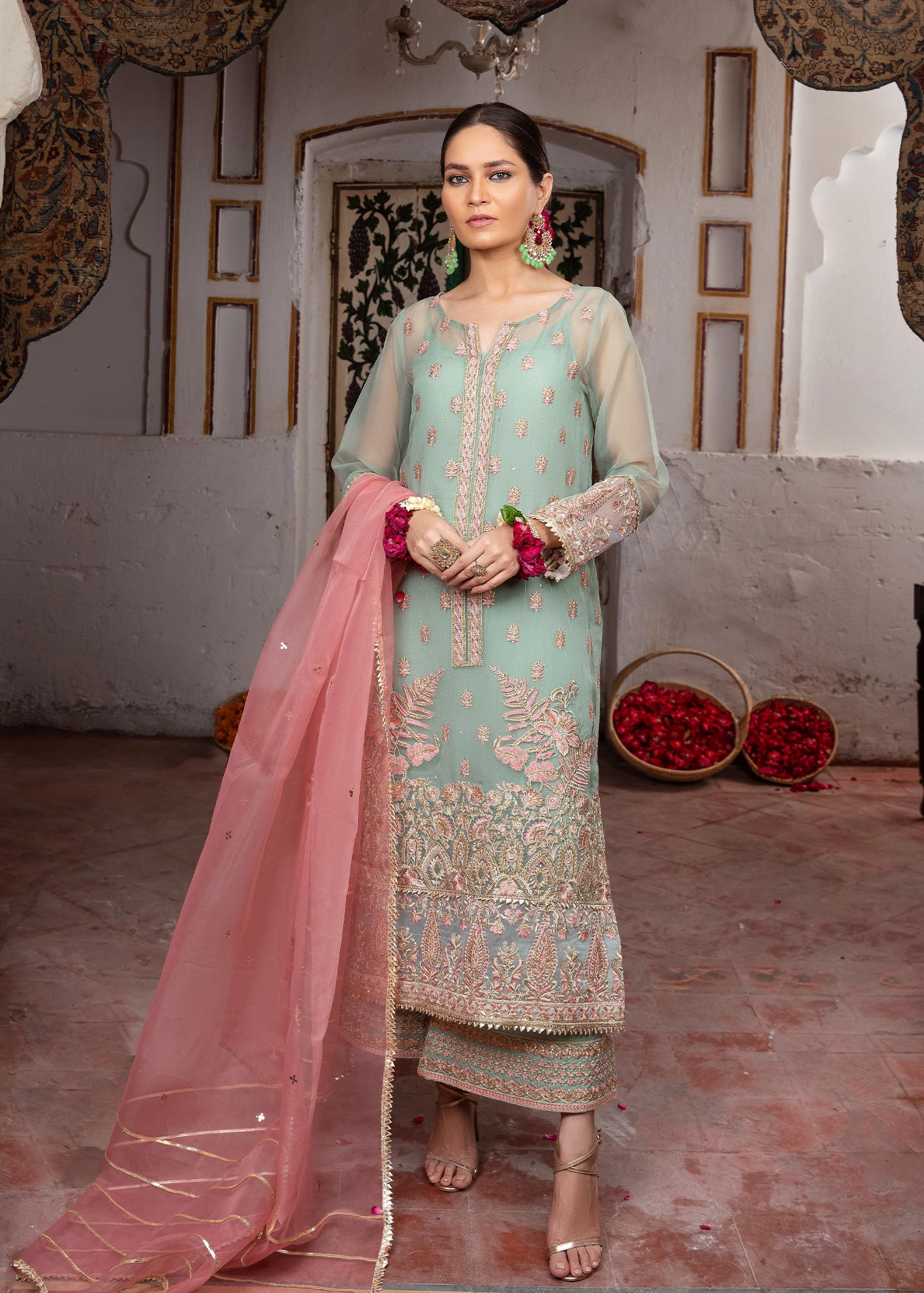 Angrakha Frock Mehndi Dress – UY COLLECTION