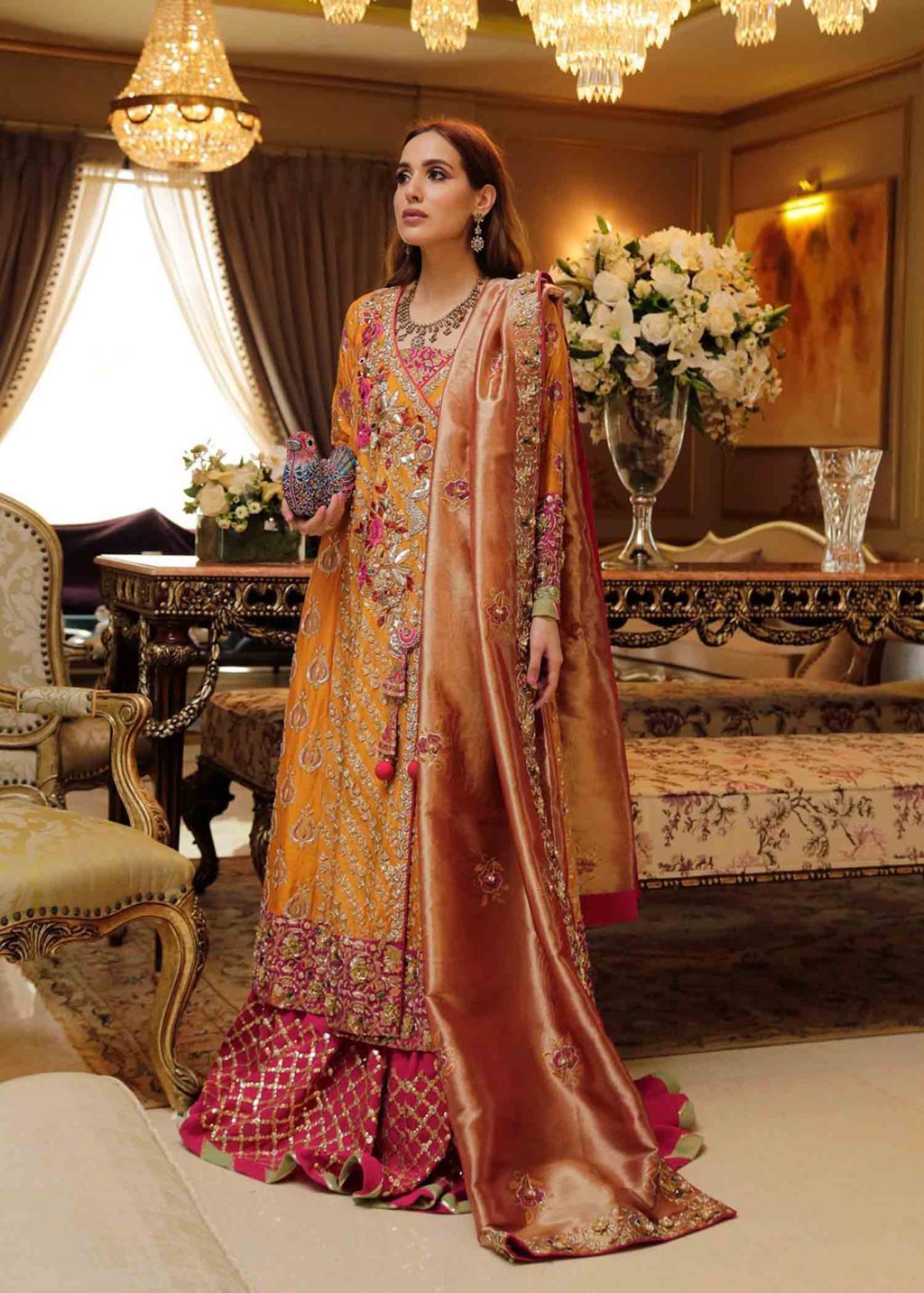 Latest Anarkali Sharara Design for Mehndi Mayon Paris France Anarkali  Sharara Dress Pakistani