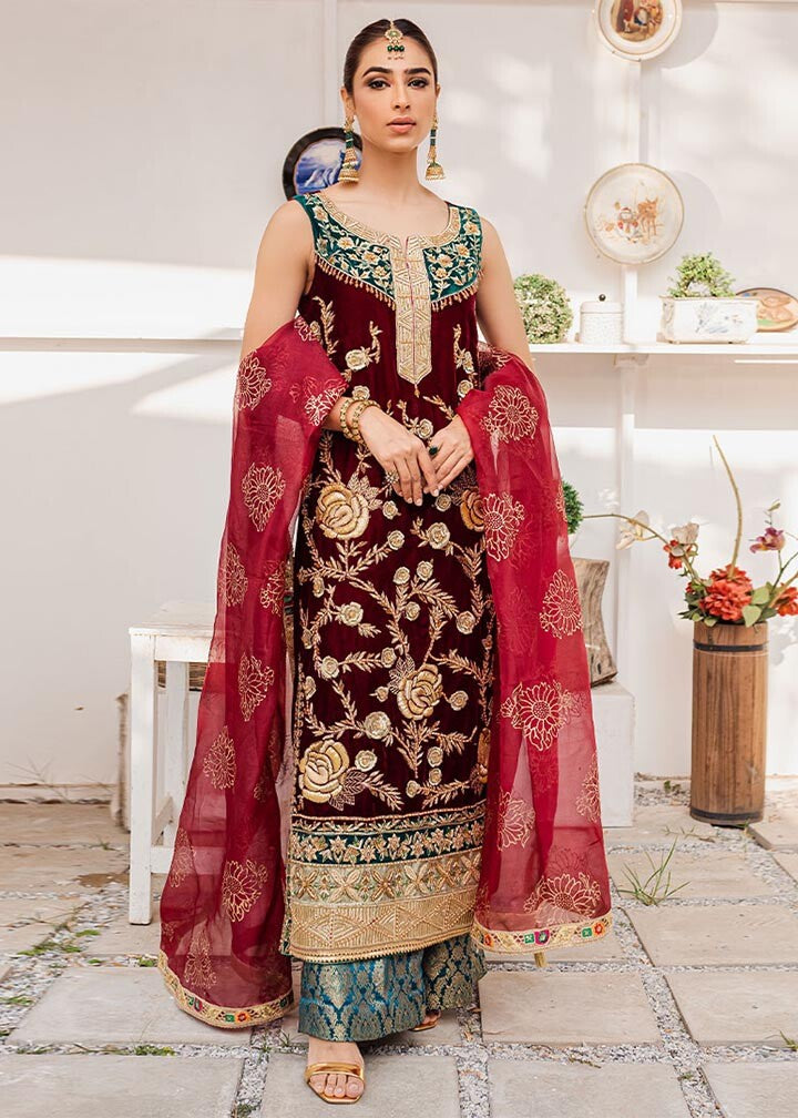 Annus Abrar Velvet Party Wear UK USA Canada Australia Pakistani Velvet  Dresses